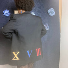 Load image into Gallery viewer, Vintage Linen Roman Numerals Blazer Size L