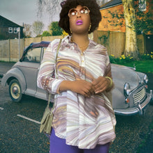 Load image into Gallery viewer, UFFIZI Short Hills Amelia Lilac Swirl Silk Tunic size L