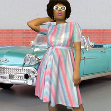 Load image into Gallery viewer, 1970's Diagnoal Stripe Dress Size M