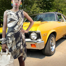 Load image into Gallery viewer, Diane von Furstenberg Etched Feather Print Silk Dress Size 4