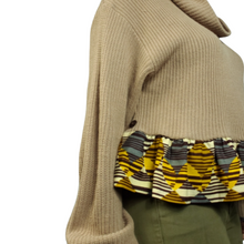 Load image into Gallery viewer, African Fabric Trim Cowl Neck Sweater Size L