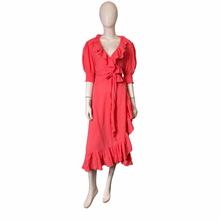 Load image into Gallery viewer, J Crew Balloon Sleeve Ruffle Wrap Dress Size Small