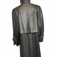 Load image into Gallery viewer, Vintage Black Pleated Maxi Leather Coat Size L