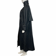 Load image into Gallery viewer, Vintage Black Leather Trench Coat- Maxi Leather Coat - Issey Miyake Pleats -Lucille Golden Vintage
