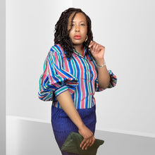 Load image into Gallery viewer, Vintage 50s Tafetta Striped Blouse sz. Small