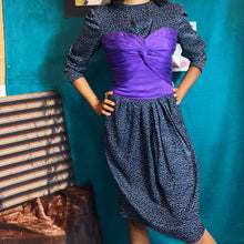 Load image into Gallery viewer, Gillian Studio Vintage Silk Jacquard Dress Speckled Polka Dot sz.10