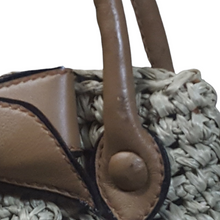 Load image into Gallery viewer, Koret Raffia Straw and Leather Trim Top Handle Bag