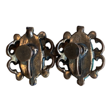 Load image into Gallery viewer, Vintage Faux Turquoise Stone and Pearl Earrings