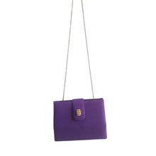 Load image into Gallery viewer, Vintage Purple Fabric Mini Clutch With Gold Chain