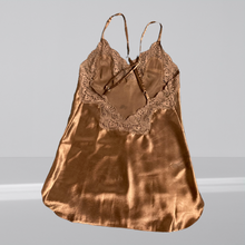 Load image into Gallery viewer, Lingerie Cacique Brown Satin Lace Trim Teddy Size S