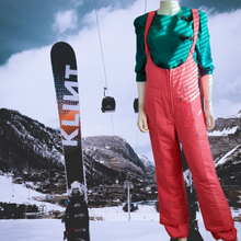 Load image into Gallery viewer, Vintage 1970s Hermans Overall Ski Pant, Pink Snow Pants Size M