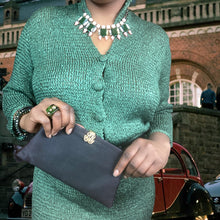 Load image into Gallery viewer, 1950s Vintage Black Satin Clutch | Bag by Dorian