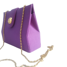 Load image into Gallery viewer, Vintage Purple Fabric Mini Clutch With Gold Chain