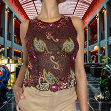 Load image into Gallery viewer, Beaded Silk Georgette Zip Bodice Blouse Vintage sz. M