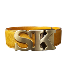 Load image into Gallery viewer, Stephane Kelian Initial Buckle Leather Belt Size S