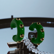 Load image into Gallery viewer, Image Gang_Gold_Jade_Earrings_Lucille Golden _Vintage_Black Owned Brands