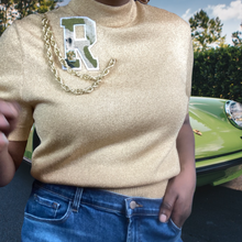 Load image into Gallery viewer, Vintage Reimagined Gold Lurex Knit Sweater