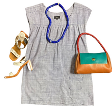 Load image into Gallery viewer, A.P.C Navy Mini Plaid Print Shift Dress Size S