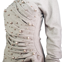 Load image into Gallery viewer, Carolyne Roehm Pearl Adorned Wool Dress Size 2