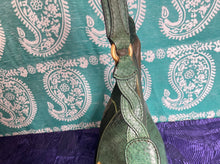 Load image into Gallery viewer, 90s Cole Haan Green Gold Fish Patchwork Leather & Calf Hair Bag