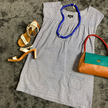 Load image into Gallery viewer, A.P.C Navy Mini Plaid Print Shift Dress Size S