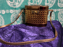 Load image into Gallery viewer, Faux Leather Gold and Bronze Ice Bucket Basketweave Crossbody