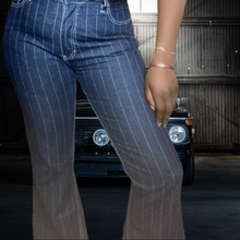 Load image into Gallery viewer, 90s Tommy Hilfiger Jean's Pinstripe Flare Jean's size 13
