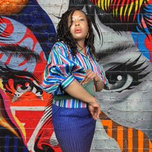 Load image into Gallery viewer, Vintage 50s Tafetta Striped Blouse sz. Small