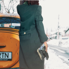 Load image into Gallery viewer, Vintage Bill Blass Signature Velvet Collar Green Wool Coat Size M