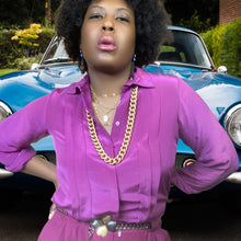 Load image into Gallery viewer, Vintage Silk Blouse Hudson's Detroit Size 12 Petite