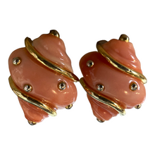 Load image into Gallery viewer, Vintage Coral Resin Shell Earrings (KJL?) unsigned