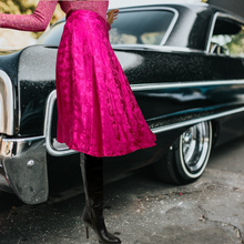 Load image into Gallery viewer, Bias Cut Silk Jaquard Flared Skirt size 12 Petite