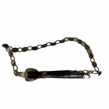 Load image into Gallery viewer, Vintage Leather and Sterling Silver Belt Size M