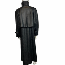 Load image into Gallery viewer, Vintage Black Pleated Maxi Leather Coat Size L
