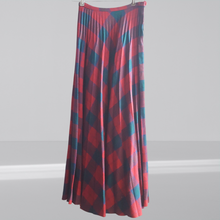 Load image into Gallery viewer, Wool 1970s Red Buffalo Plaid Maxi Skirt size S