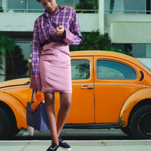 Load image into Gallery viewer, Versace Raw Silk Pink Pencil Skirt sz 40