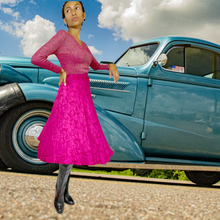 Load image into Gallery viewer, Bias Cut Silk Jaquard Flared Skirt size 12 Petite