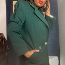 Load image into Gallery viewer, Vintage Bill Blass Signature Velvet Collar Green Wool Coat Size M