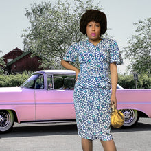 Load image into Gallery viewer, Laine Seedy Wiggle Dress Midi Dress with Flutter Sleeves Size M