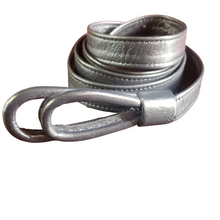 Load image into Gallery viewer, Black Skinny Leather Belt Size M