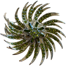 Load image into Gallery viewer, Vintage Green Peridot Rhinestone Brooch, Signed Pell