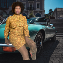 Load image into Gallery viewer, 1950s Leaf Print Shift Dress size M