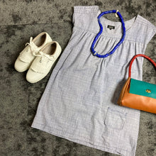 Load image into Gallery viewer, A.P.C Navy Mini Plaid Print Shift Dress Size S