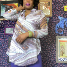 Load image into Gallery viewer, UFFIZI Short Hills Amelia Lilac Swirl Silk Tunic size L