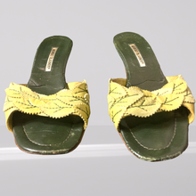 Load image into Gallery viewer, Vintage Manolo Blahnik-Green Leather Leaf Mules - Shop 90s Fashion Shoes Size 42
