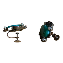 Load image into Gallery viewer, Vintage Faux Turquoise Stone and Pearl Earrings