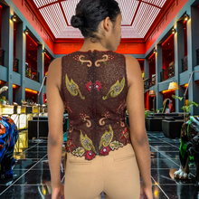 Load image into Gallery viewer, Beaded Silk Georgette Zip Bodice Blouse Vintage sz. M