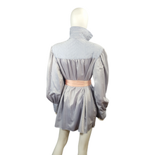 Load image into Gallery viewer, Pajama Dress House Shirt Silky Moire Dress Blouse sz. L