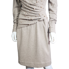 Load image into Gallery viewer, Carolyne Roehm Pearl Adorned Wool Dress Size 2