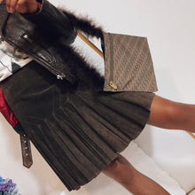 Load image into Gallery viewer, DVF Suede Pleated Mini sz. 8